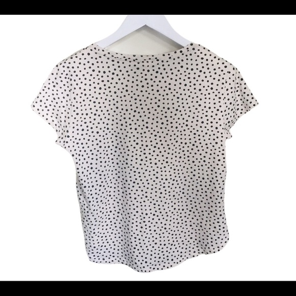 H&M Basic Polka Dot Print Tee/Top With Round Neck & Cap Sleeves Ivory Size Small - Picture 10 of 12